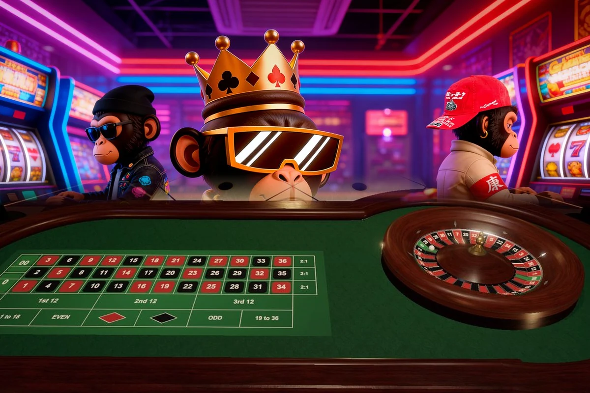 BananaBox Roulette table inside the MonkeyTilt casino arcade
